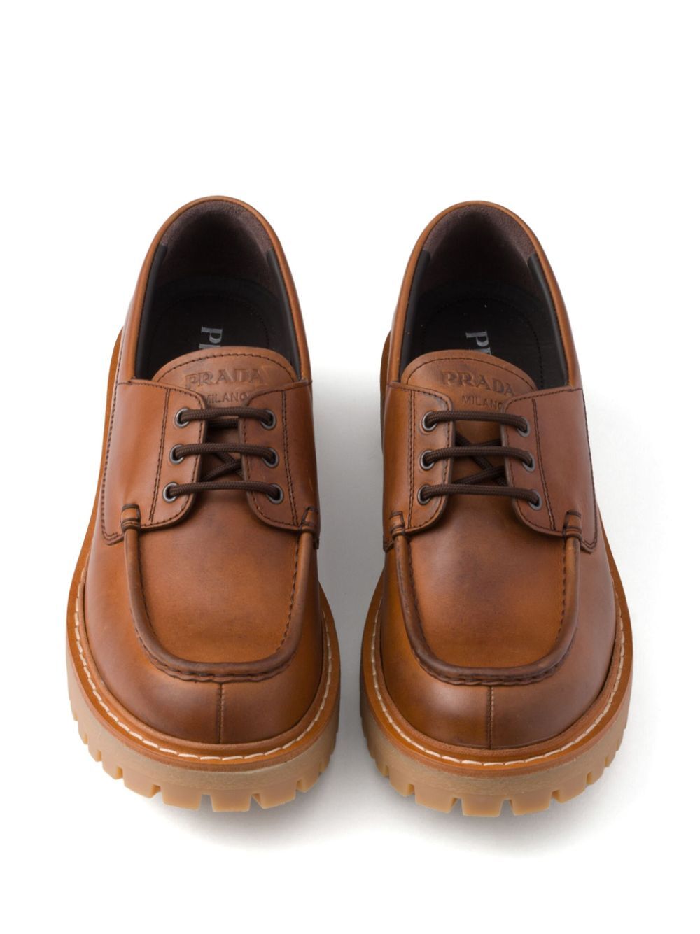 Prada Men Laced Leather Loafers