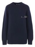 Prada Women Ribbed-Knit Safety-Pin Sweater