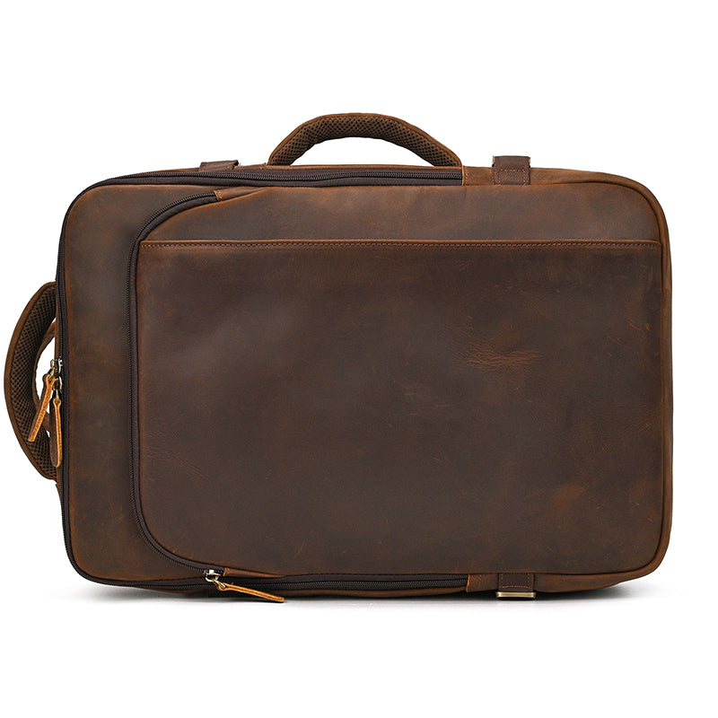 Full Grain Leather Travel Backpack Mens Large Leather Backpack Laptop Backpack Convertible Handbag
