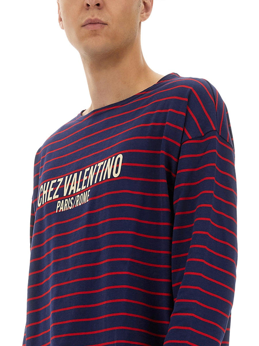 Valentino Men Long Sleeve T-Shirt With "Chez Valentino" Print