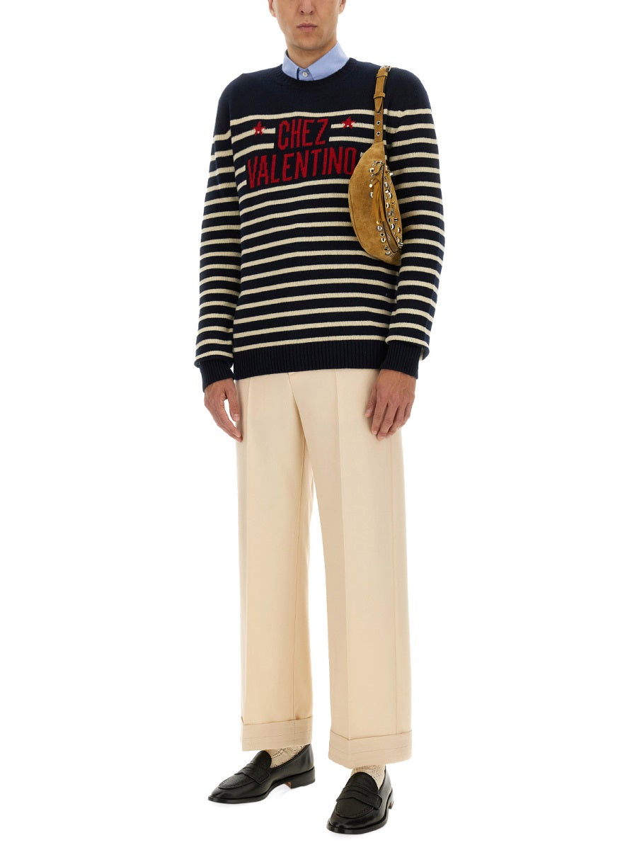 Valentino Men "Chez Valentine" Wool Sweater