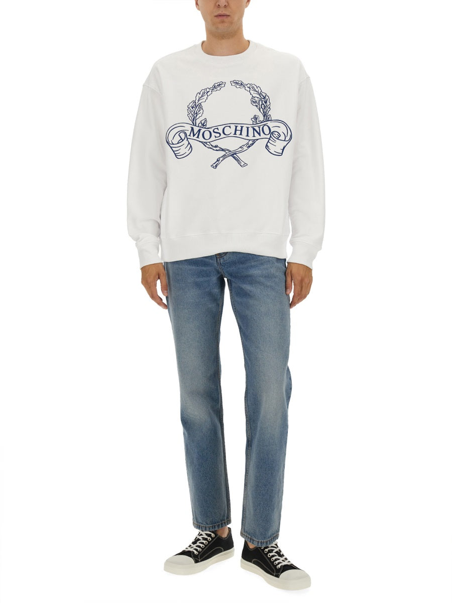 Moschino Men Sweatshirt With Laurel Crown Logo Embroidery