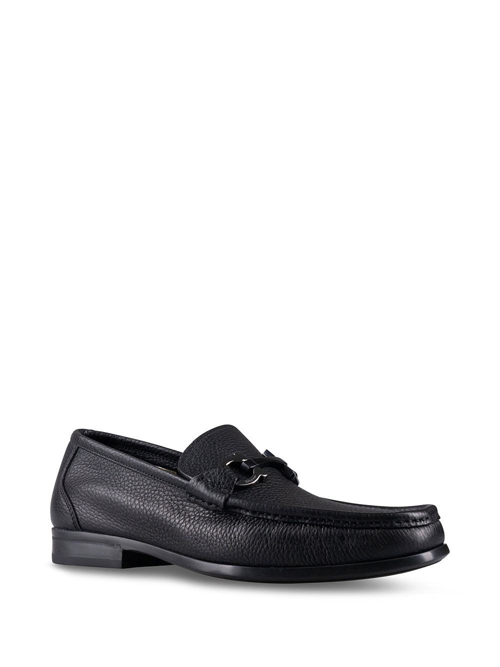 Ferragamo Men Grained Leather Gancini Loafers