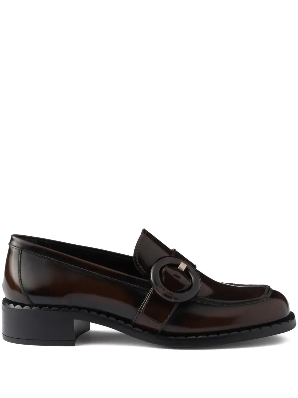 Prada Women Brushed Fumé Leather Loafers