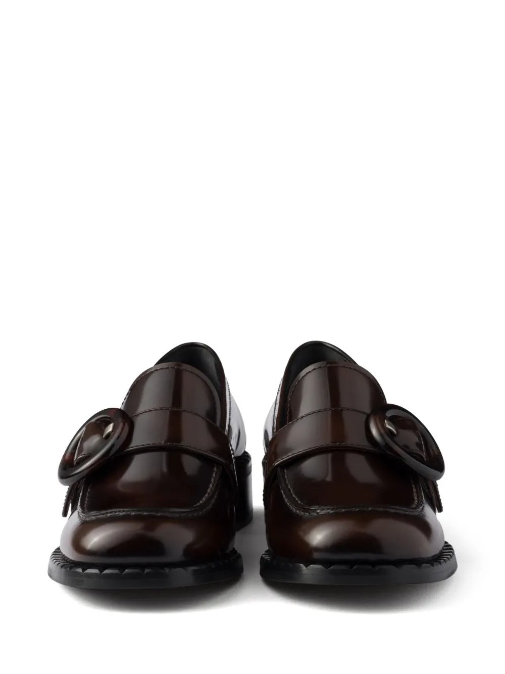 Prada Women Brushed Fumé Leather Loafers