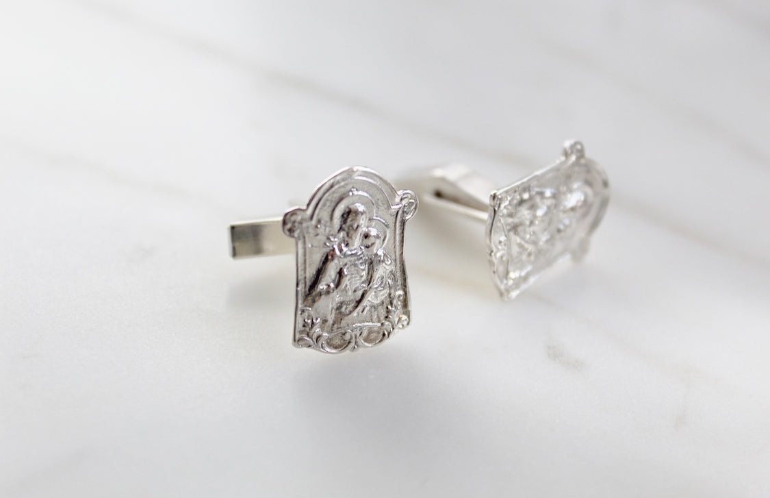 St. Joseph Cufflinks in 925 Sterling Silver *Made to Order*