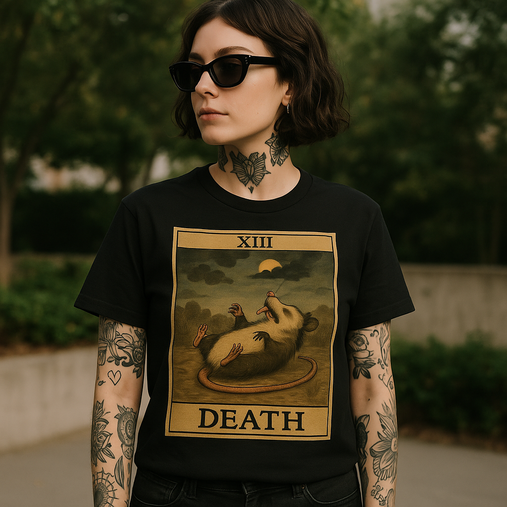 Possum Playing Death Tarot T-Shirt