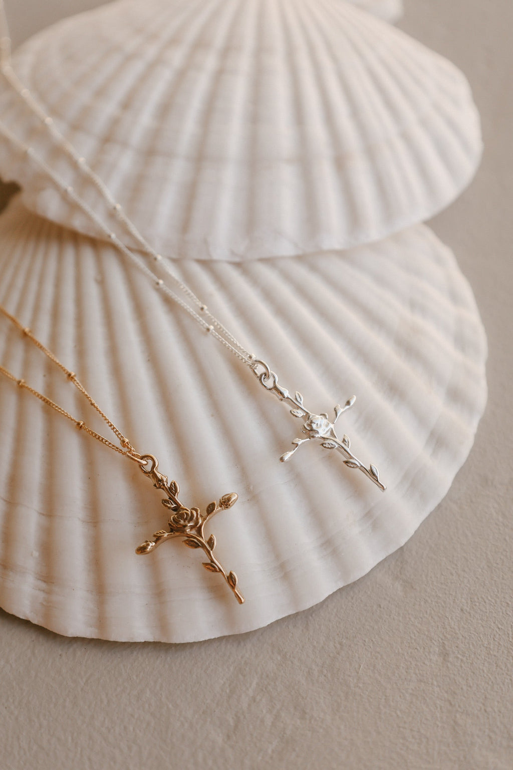 Rose Ever Blooming Cross Necklace | Sterling Silver
