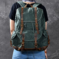 Waxed Canvas With Leather Backpack Vintage Large Capacity Backpack Travel Backpack