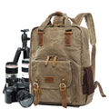 Flash Sale Waxed Canvas DSLR Camera Backpack Waterproof Travel Backpack