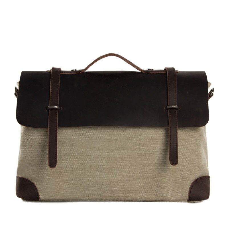 Canvas Leather Briefcase Messenger Bag Shoulder Bag Laptop Bag 6896