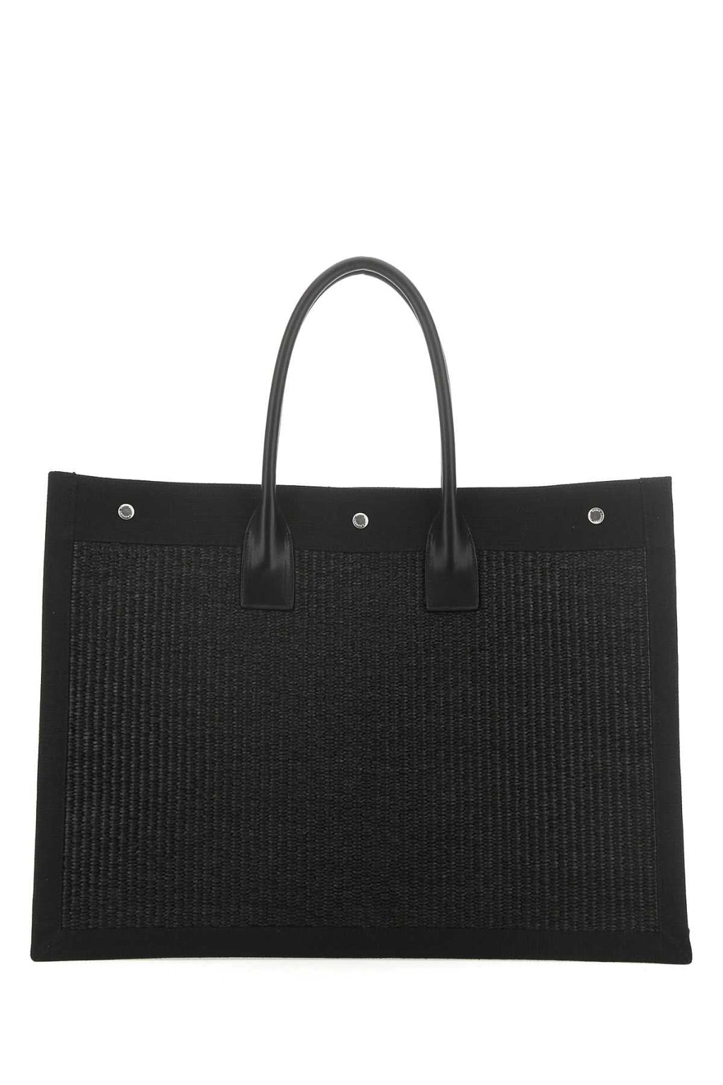 Saint Laurent Men Black Rafia And Canvas Rive Gauche Shopping Bag