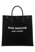 Saint Laurent Men Black Canvas Rive Gauche Shopping Bag