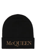 Alexander Mcqueen Men Black Cashmere Beanie Hat