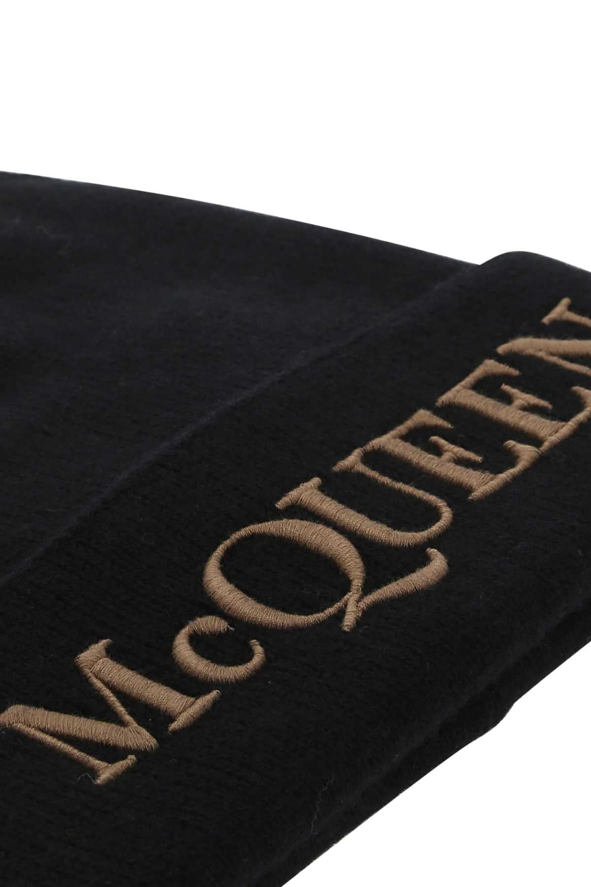 Alexander Mcqueen Men Black Cashmere Beanie Hat