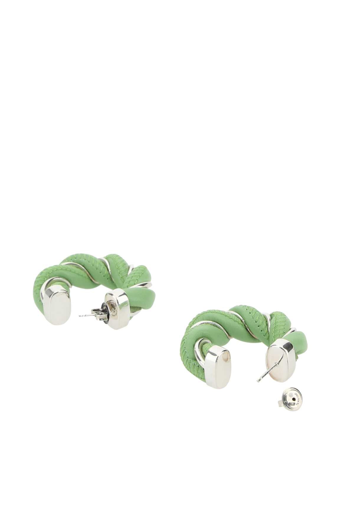 Bottega Veneta Women Pastel Green Nappa Leather And 925 Silver Earrings