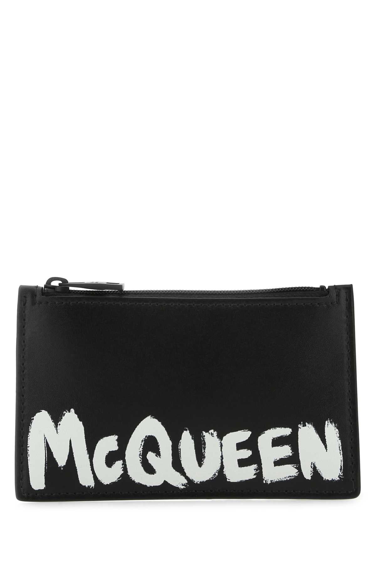 Alexander Mcqueen Men Black Leather Card Holder