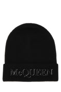 Alexander Mcqueen Men Black Cashmere Beanie Hat