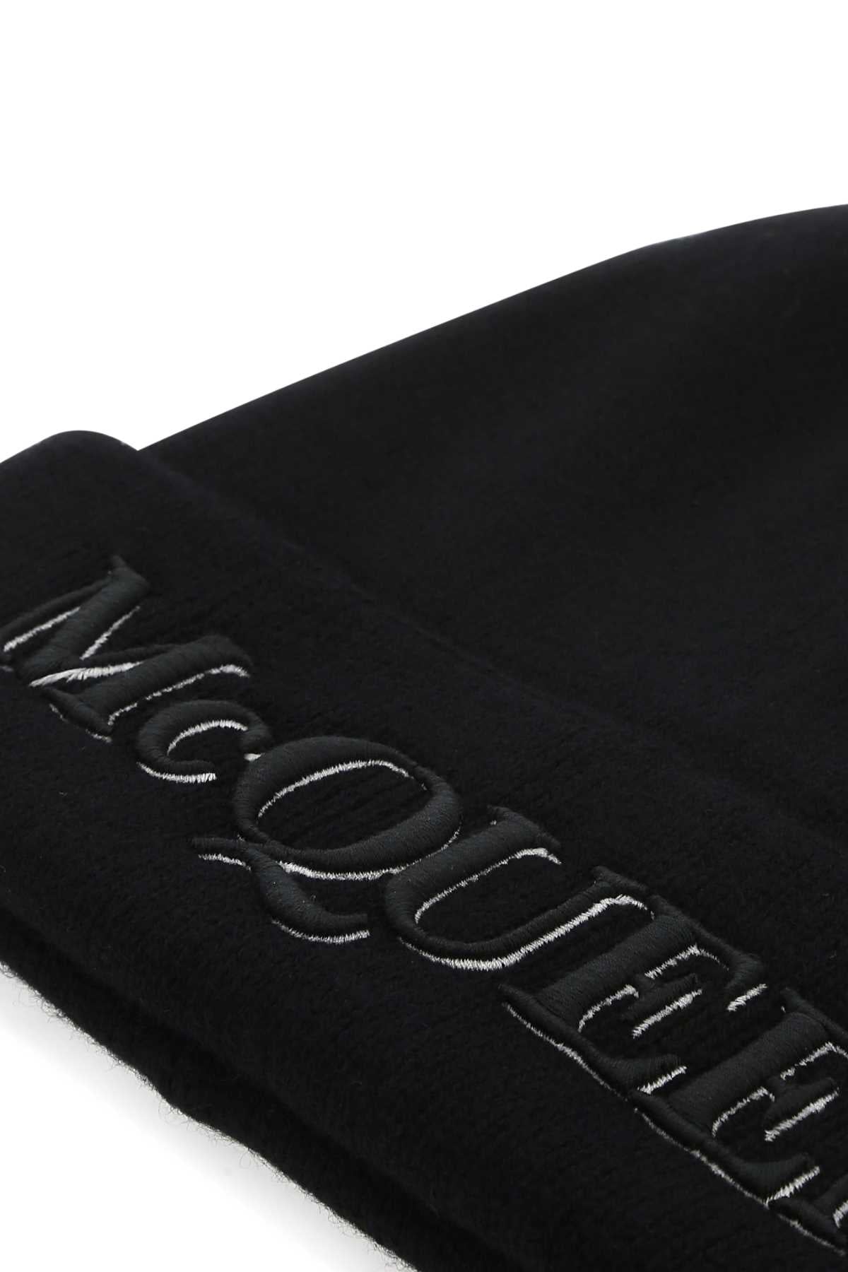 Alexander Mcqueen Men Black Cashmere Beanie Hat