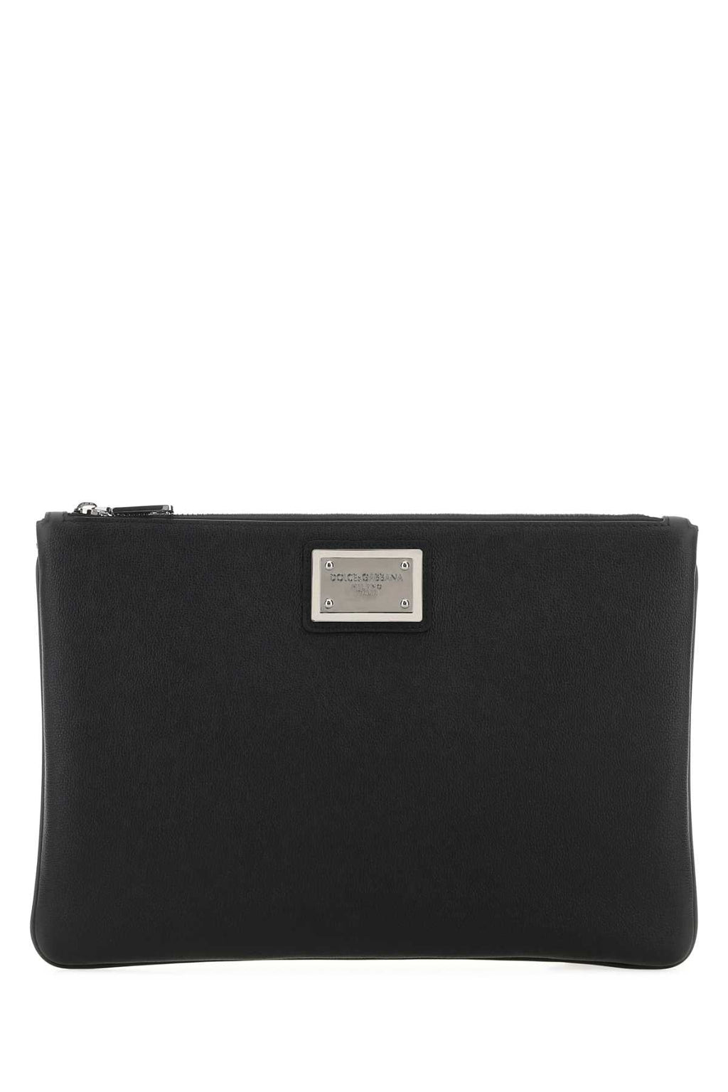 Dolce & Gabbana Men Black Leather And Nylon Pouch
