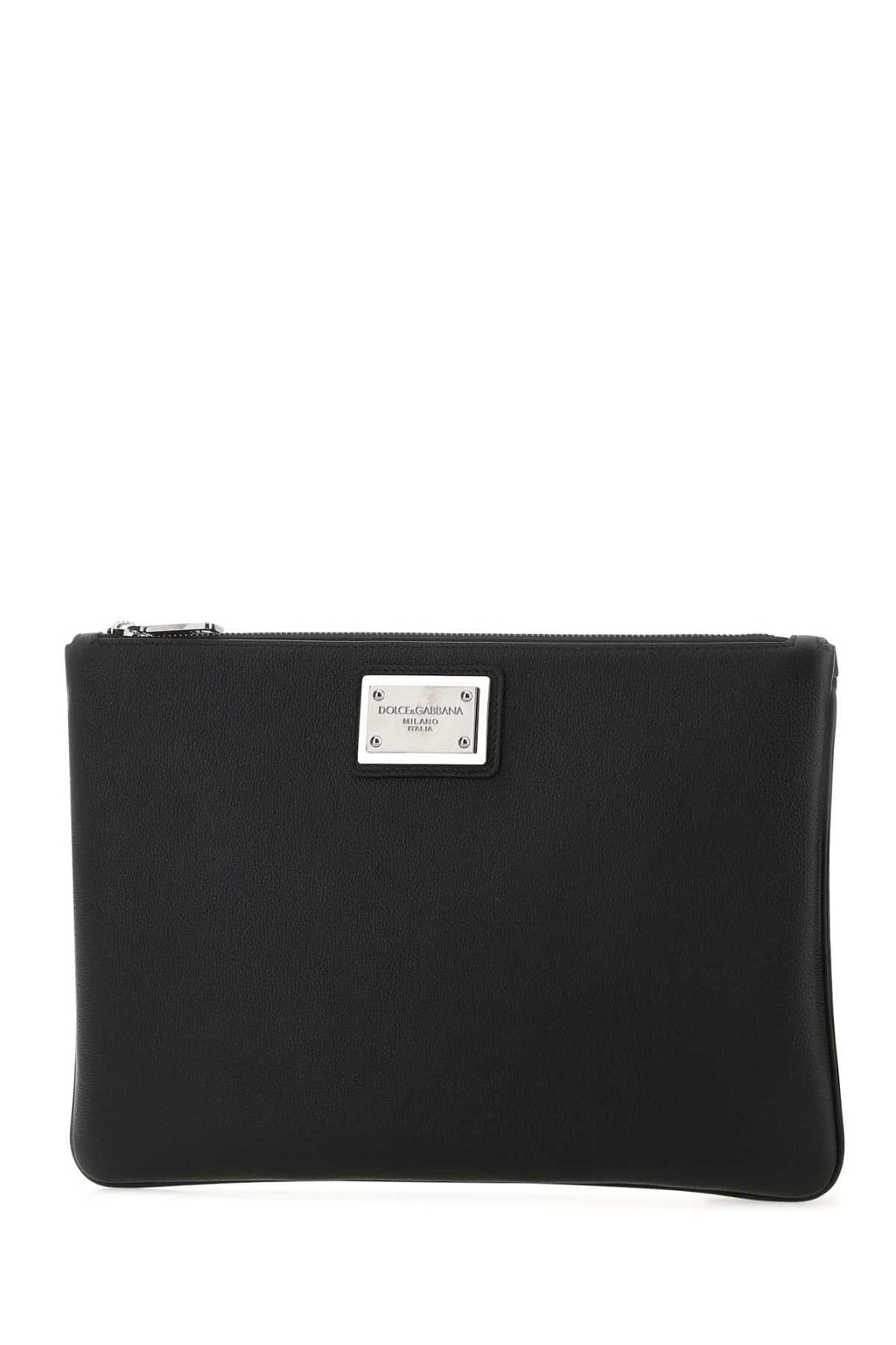Dolce & Gabbana Men Black Leather And Nylon Pouch