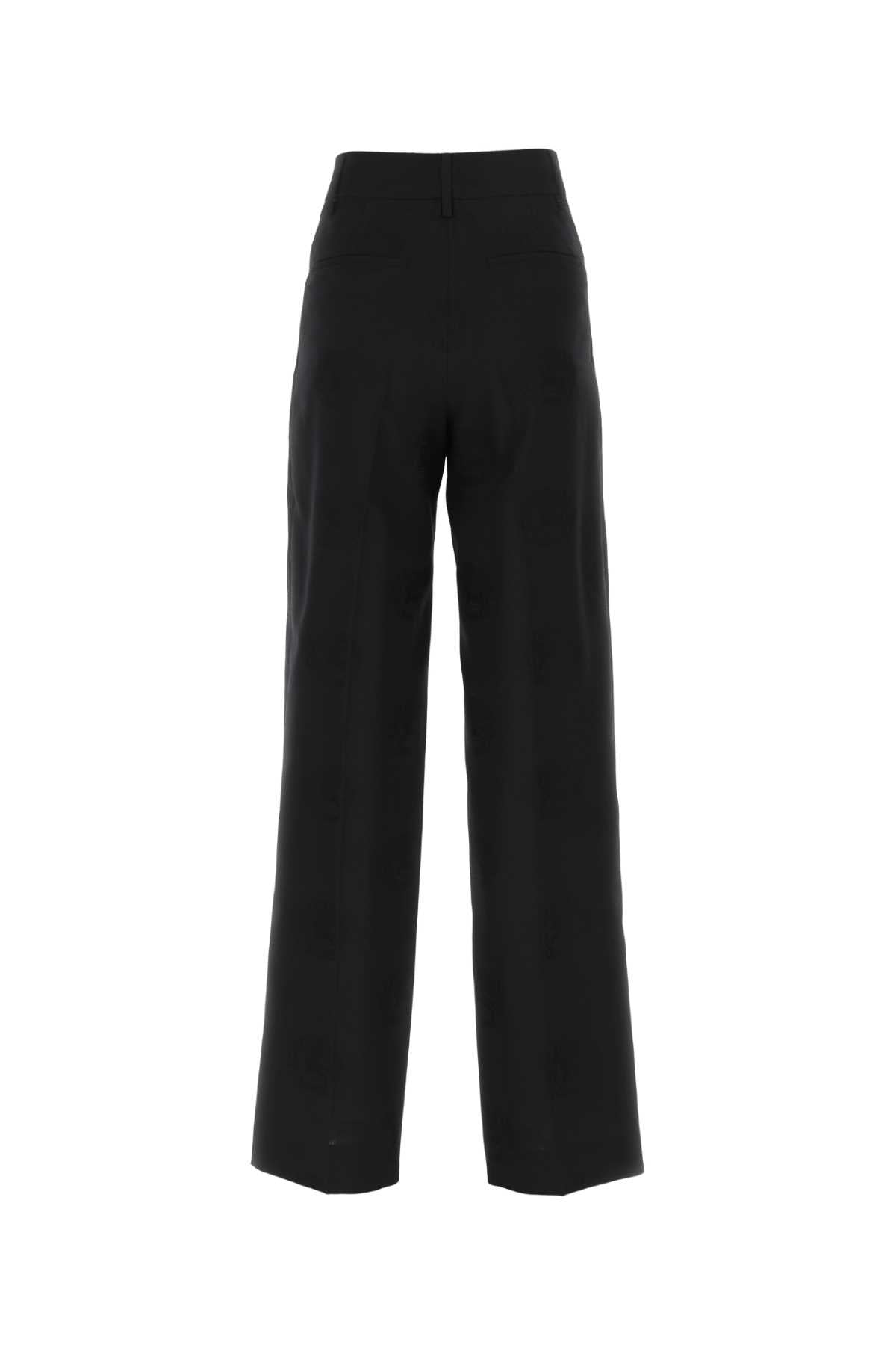 Burberry Women Black Wool Blend Wide-Leg Pant