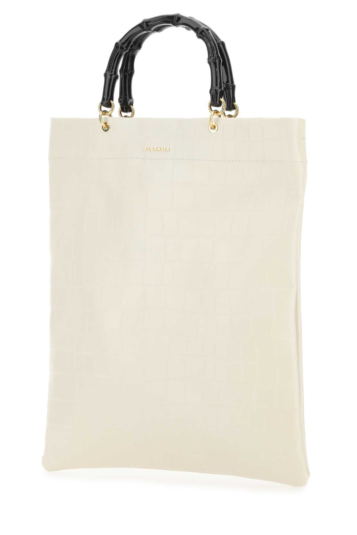 Jil Sander Women Ivory Leather Medium Shopping Bag