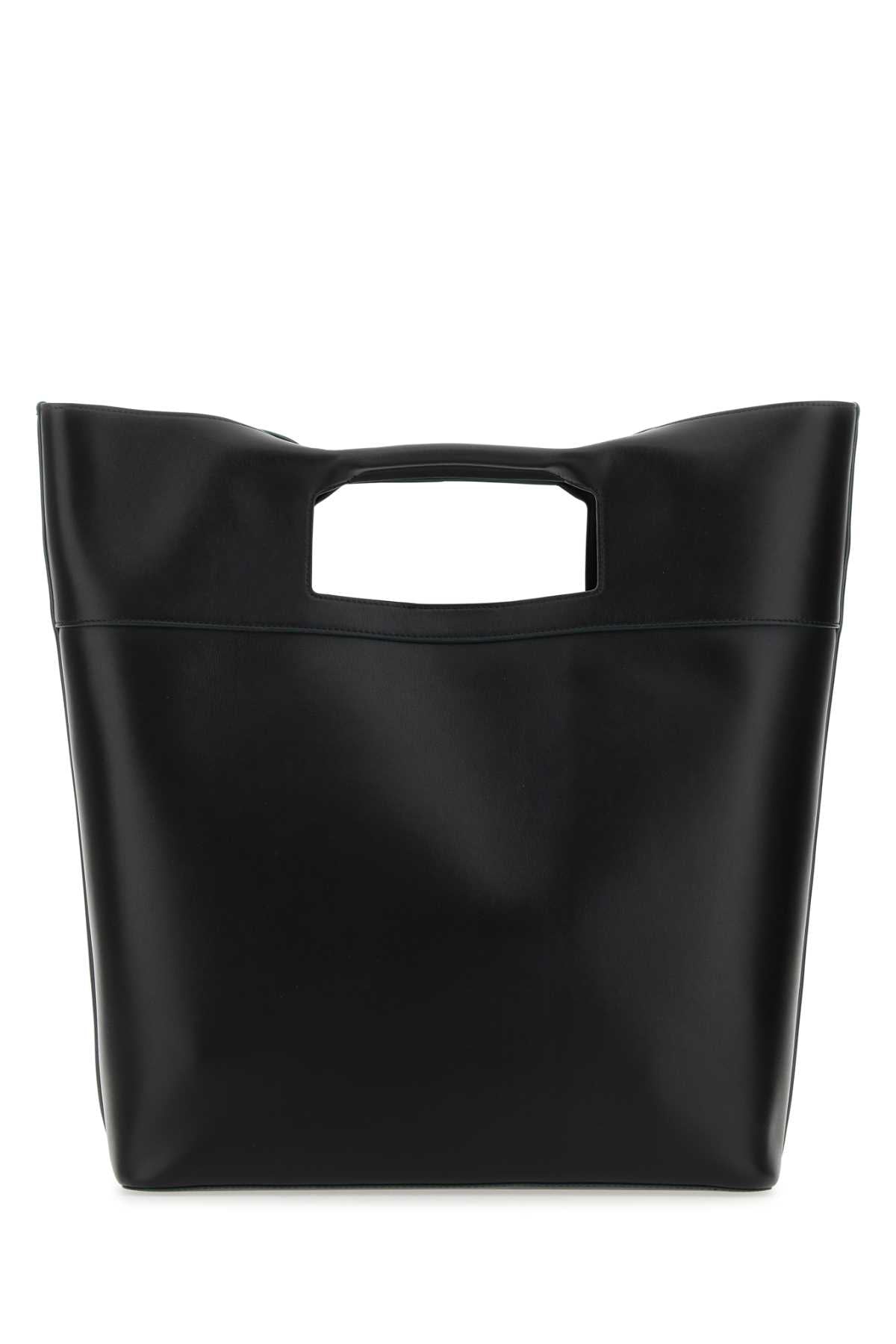 Alexander Mcqueen Men Black Leather The Square Bow Shopping Bag