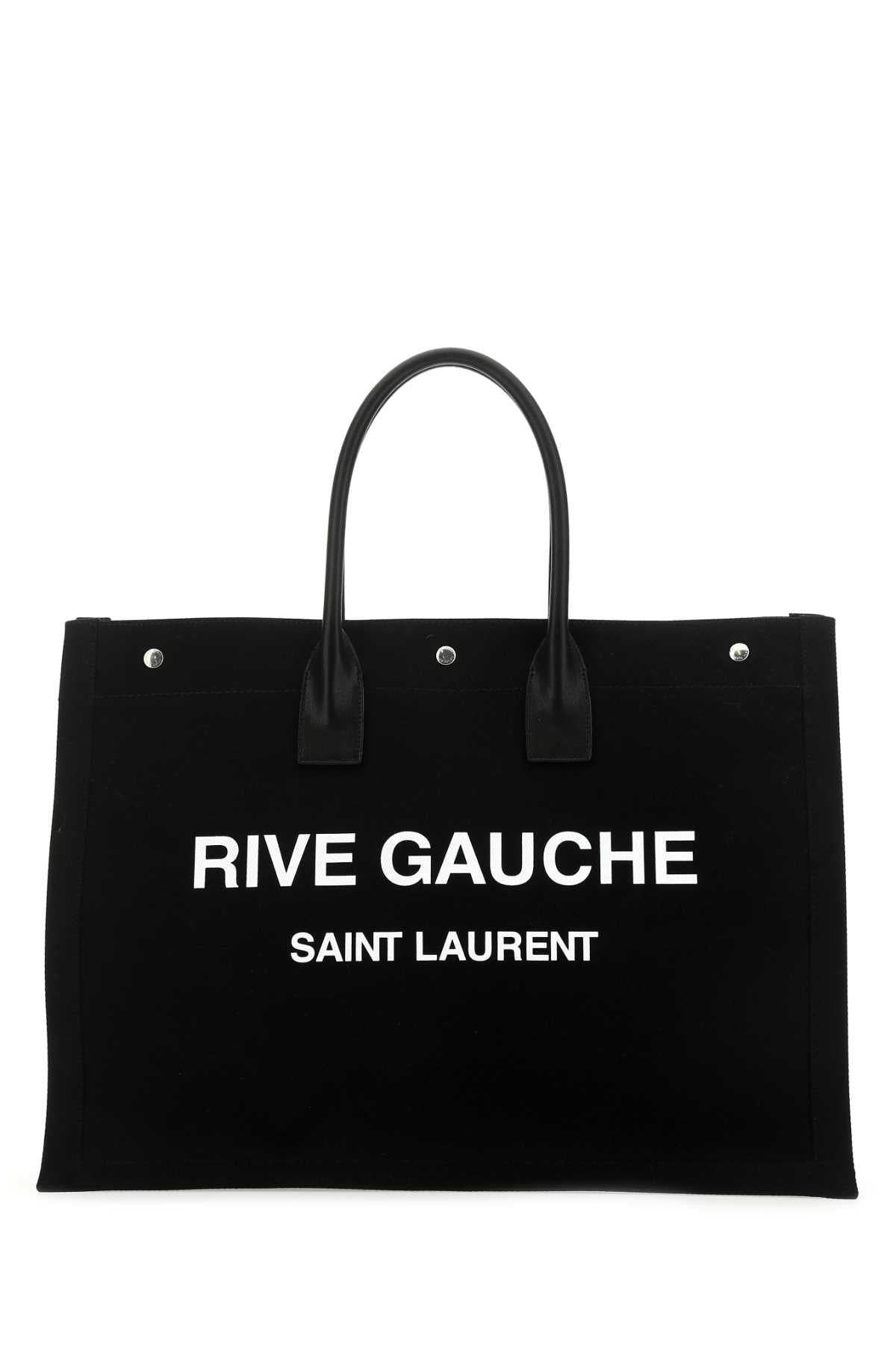 Saint Laurent Men Black Canvas Large Rive Gauche Shopping Bag