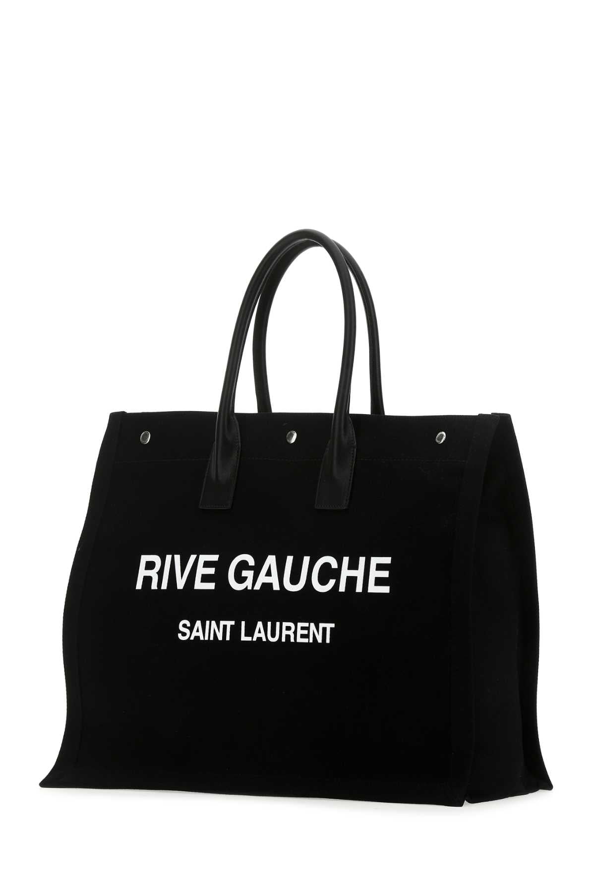 Saint Laurent Men Black Canvas Large Rive Gauche Shopping Bag