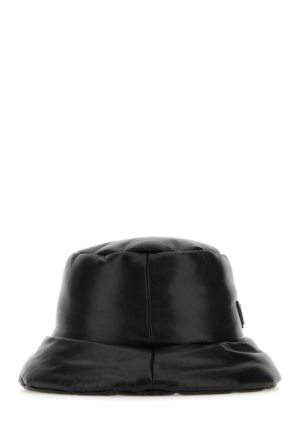 Prada Women Black Nappa Leather Padded Hat