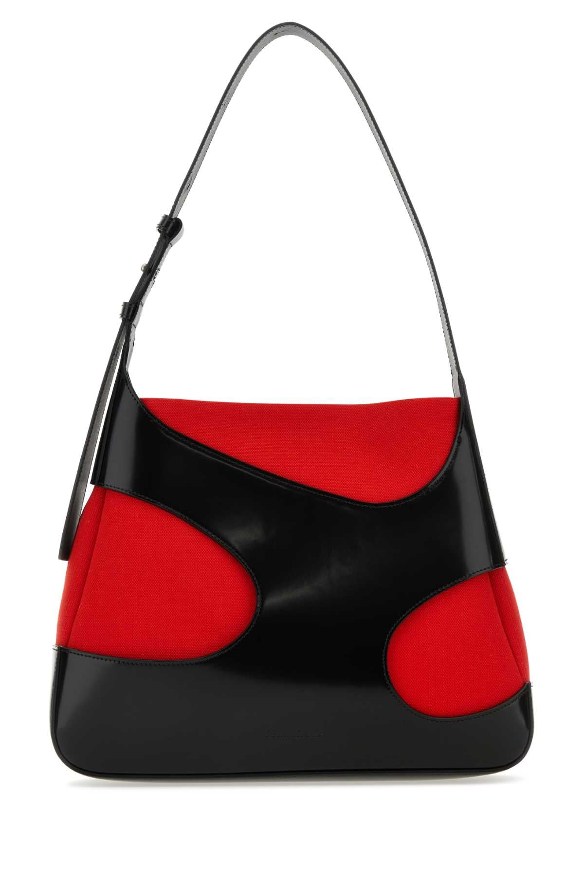 Salvatore Ferragamo Women Two-Tone Leather And Canvas Cut Out L Shoulder Bag