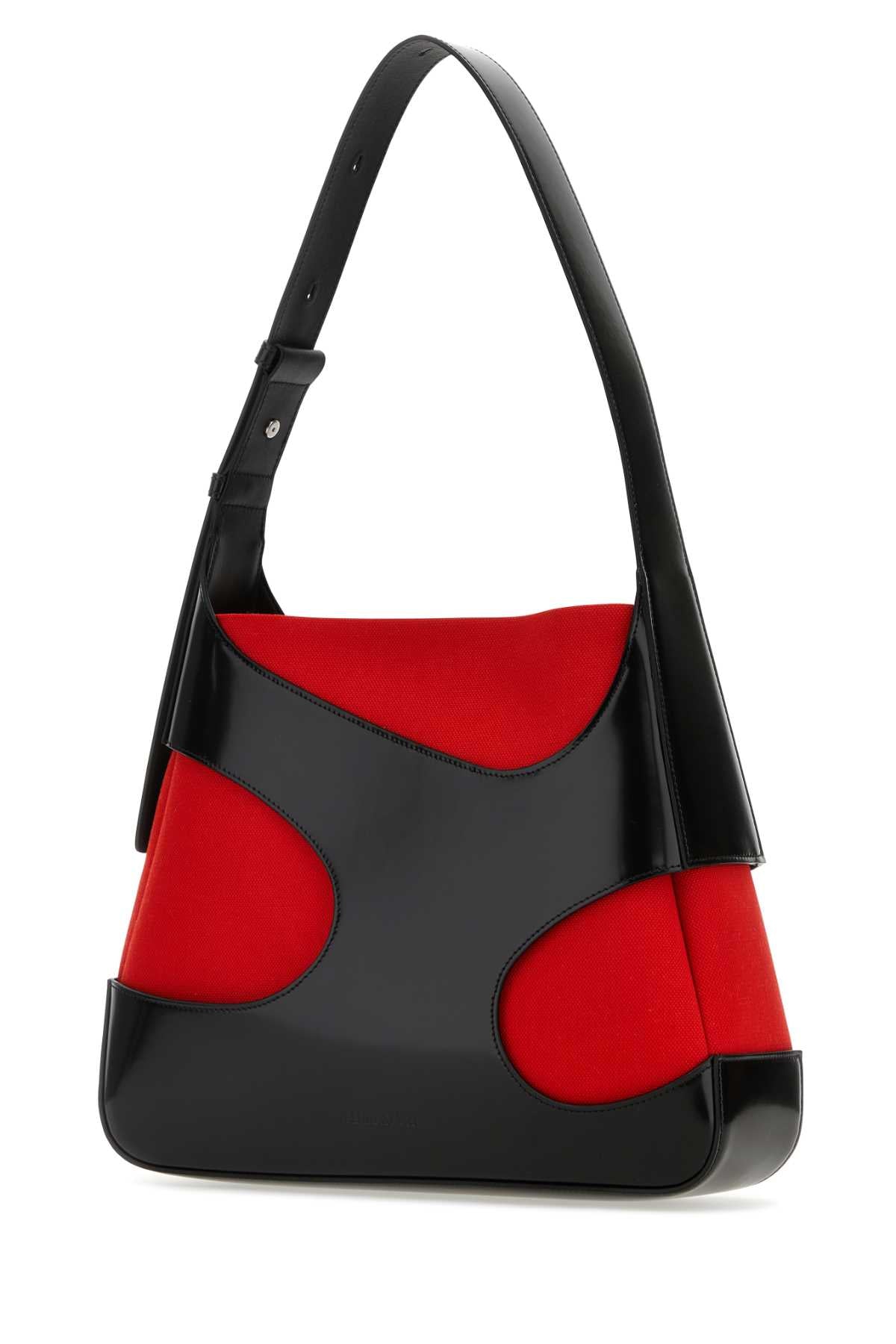 Salvatore Ferragamo Women Two-Tone Leather And Canvas Cut Out L Shoulder Bag
