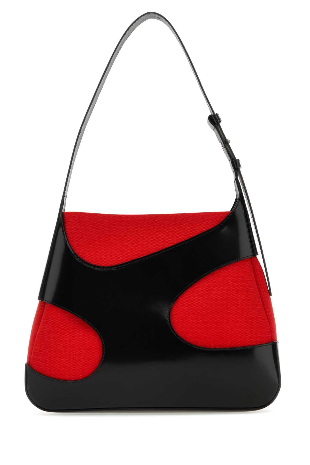 Salvatore Ferragamo Women Two-Tone Leather And Canvas Cut Out L Shoulder Bag