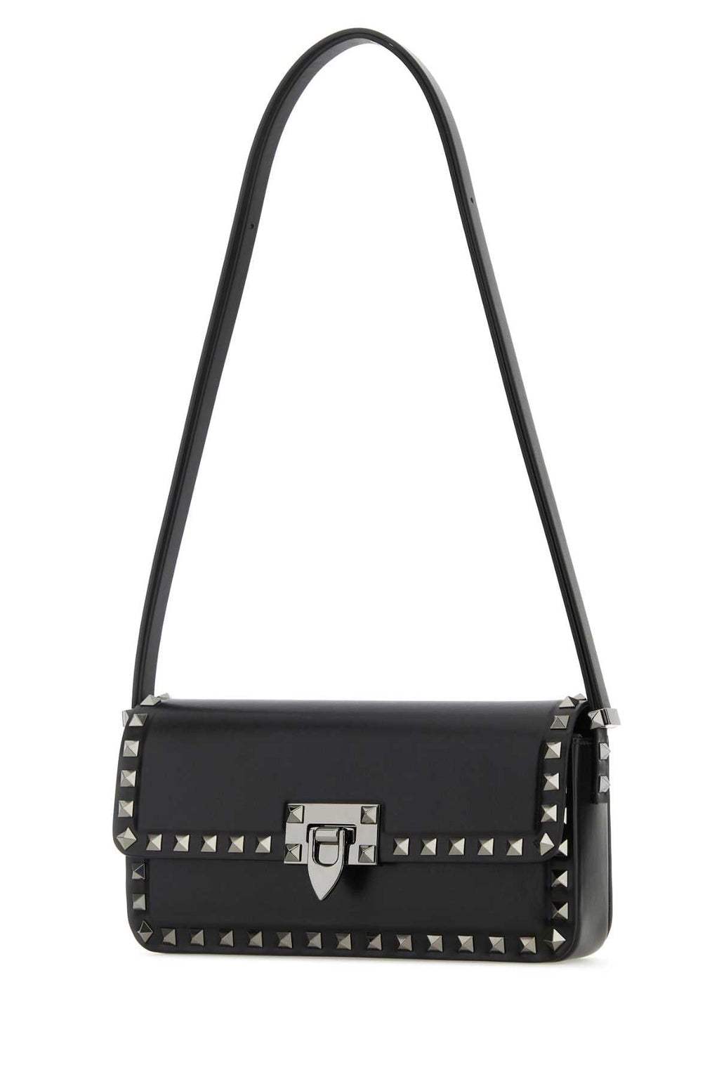 Valentino Garavani Women Black Leather Rockstud Shoulder Bag