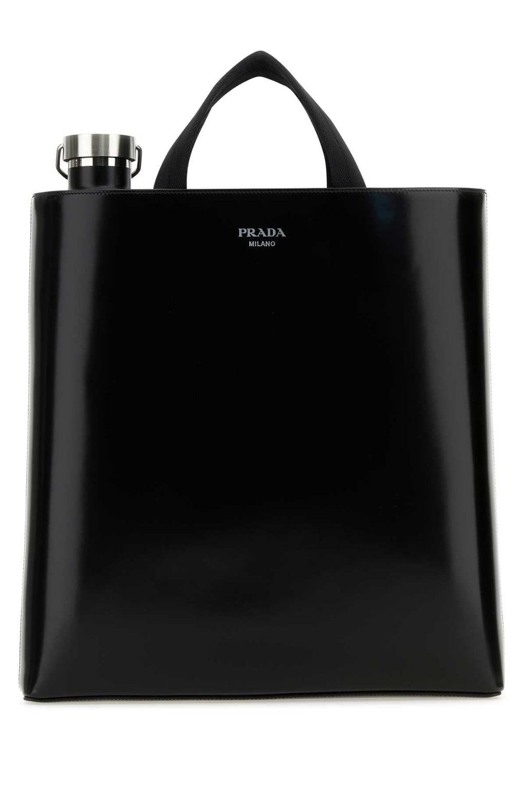 Prada Men Black Leather Shopping Bag