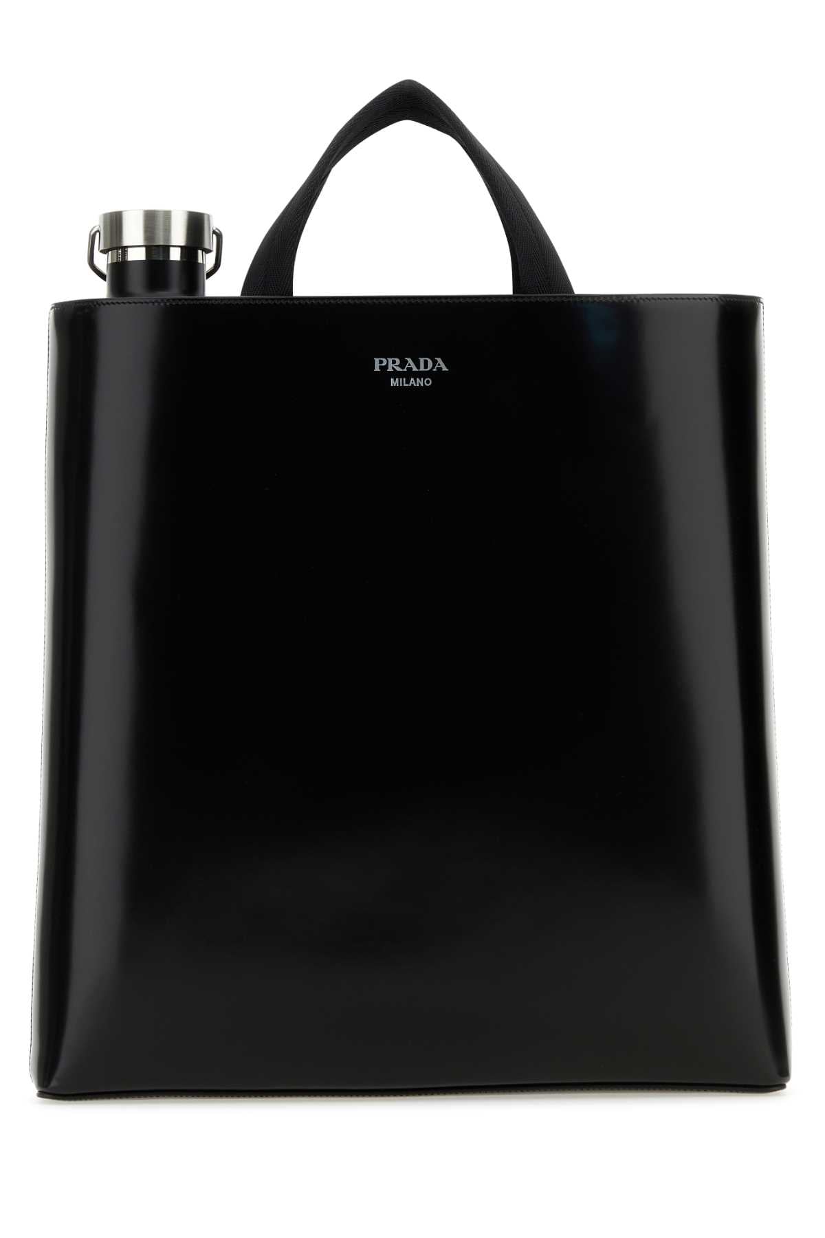 Prada Men Black Leather Shopping Bag
