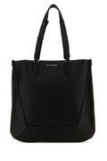 Alexander Mcqueen Men Black Leather Medium Edge Shopping Bag