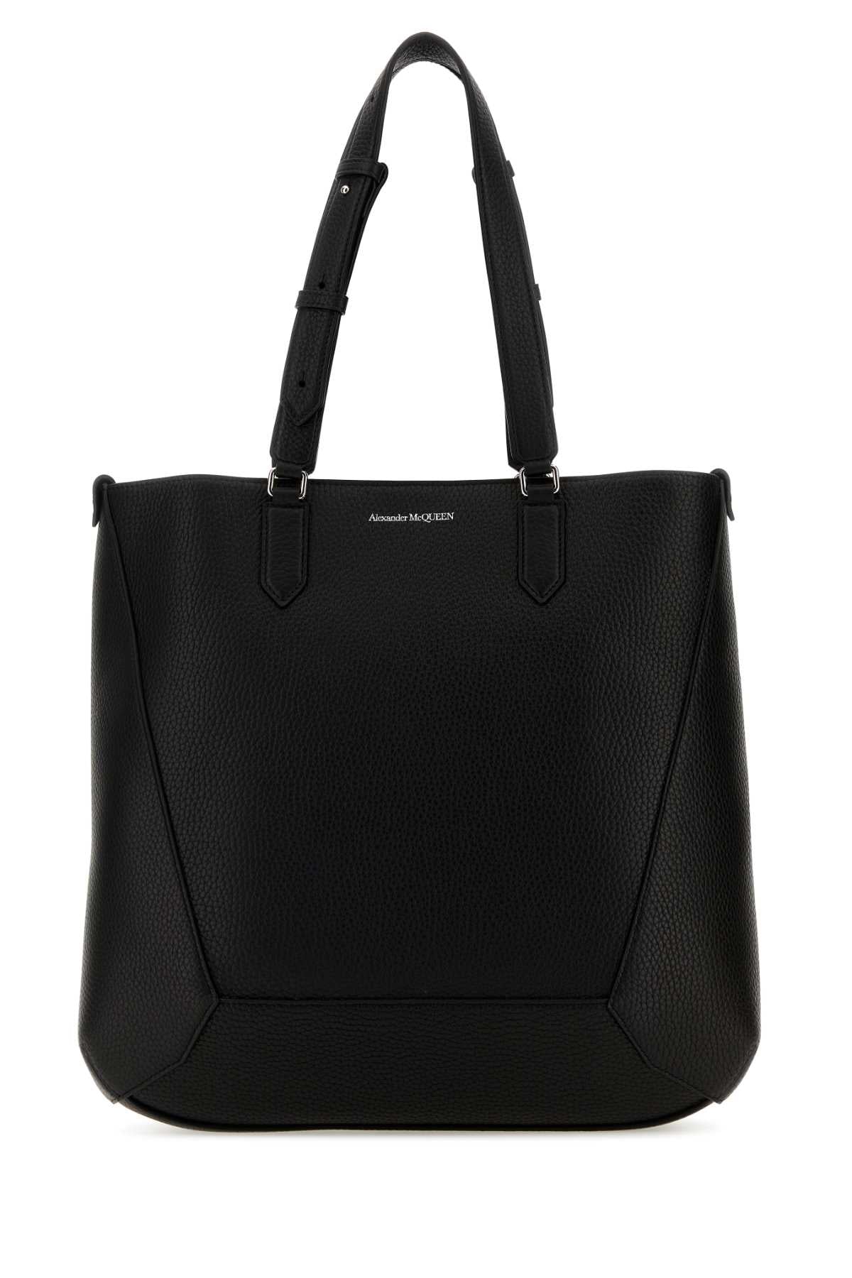Alexander Mcqueen Men Black Leather Medium Edge Shopping Bag