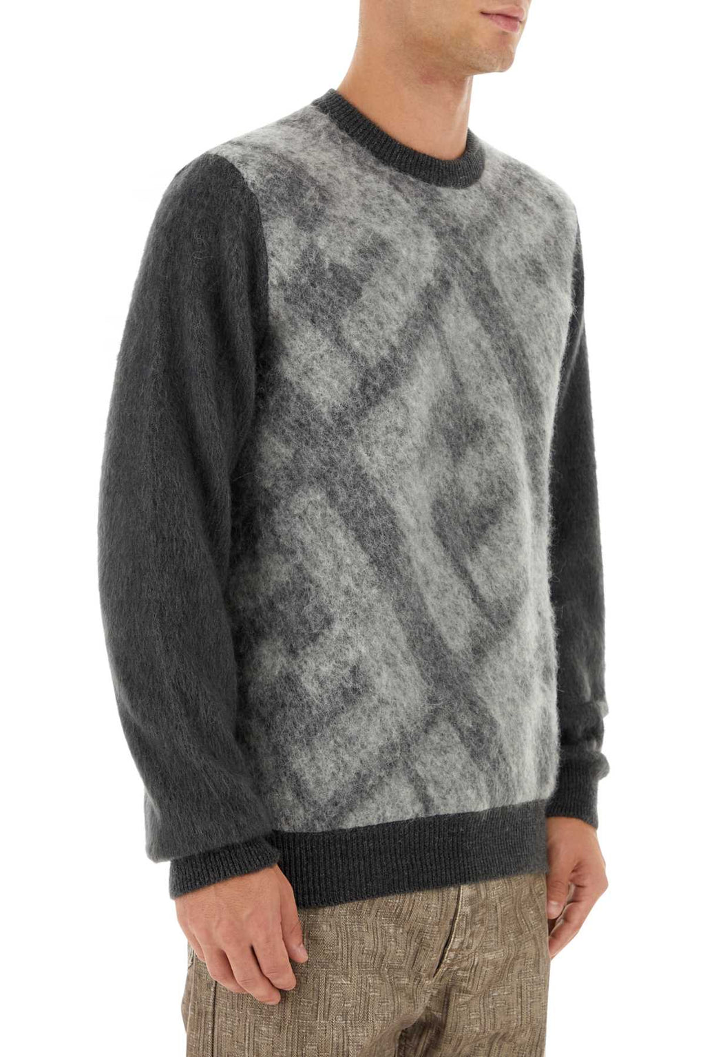 Fendi Men Embroidered Wool Blend Sweater