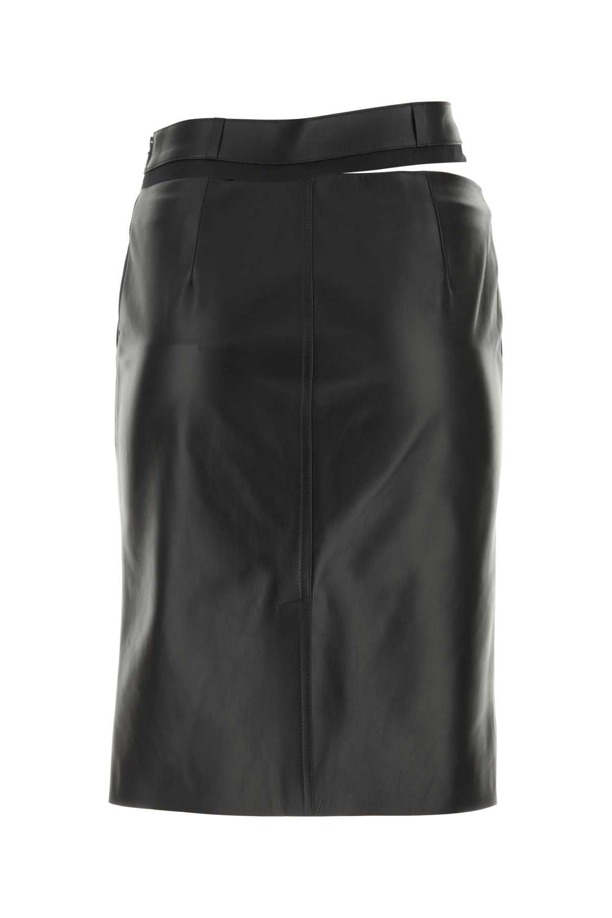 Fendi Women Black Leather Skirt