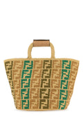 Fendi Men Embroidered Raffia Ff Shopper Shopping Bag