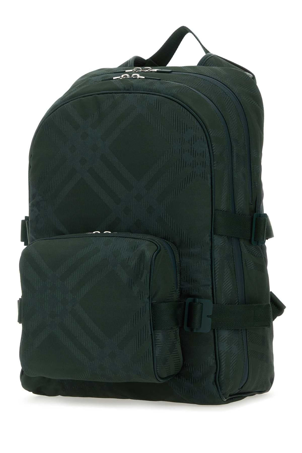 Burberry Men Bottle Green Nylon Blend Check Backpack