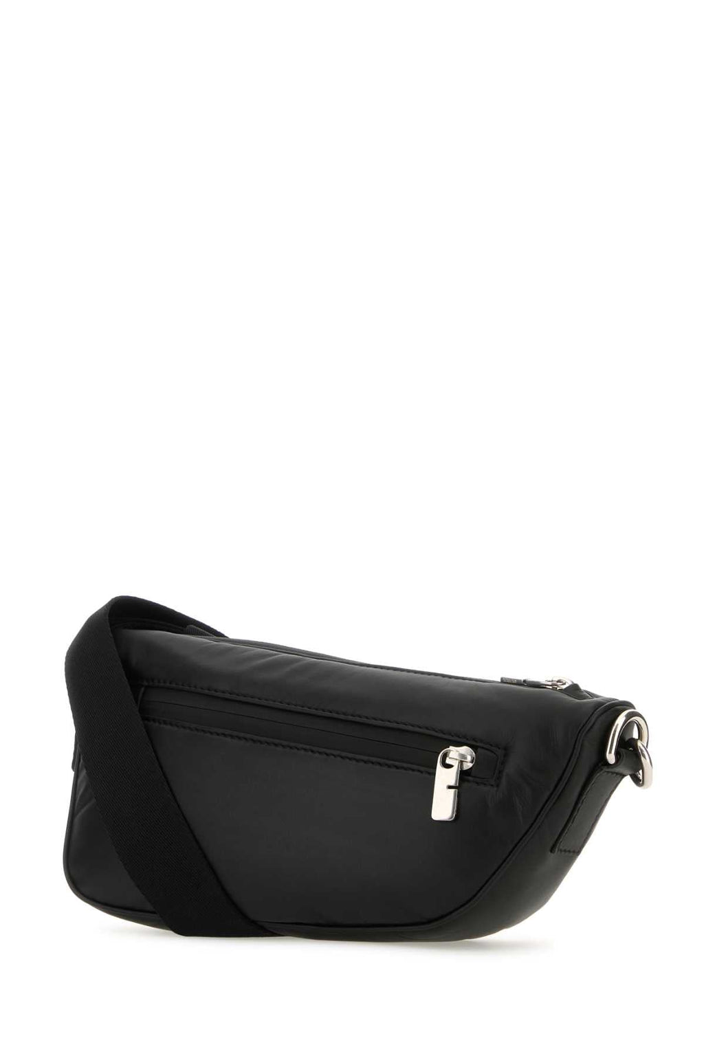 Burberry Men Black Leather Shield Crossbody Bag