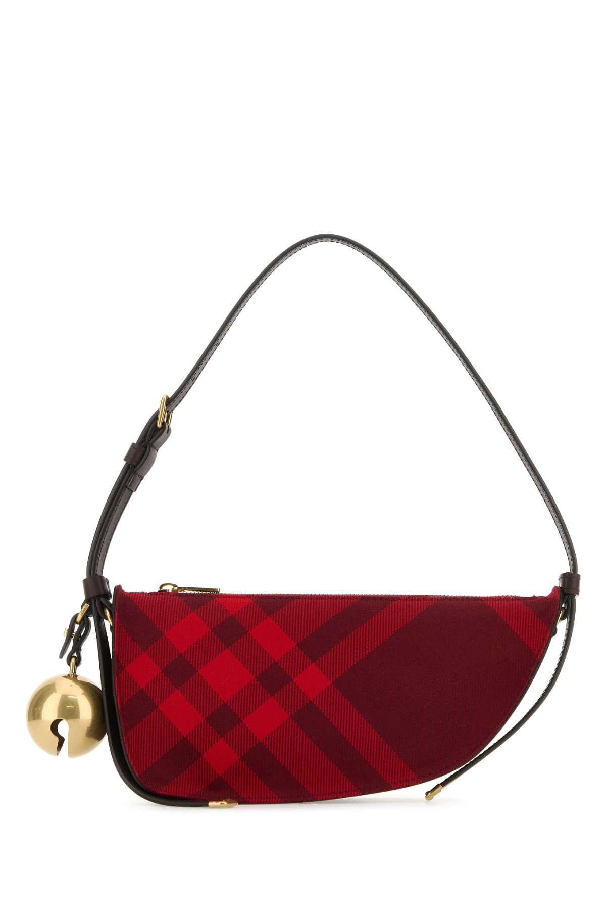Burberry Women Embroidered Canvas Mini Shield Shoulder Bag