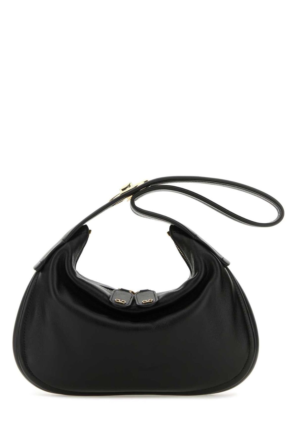 Valentino Garavani Women Black Nappa Leather Small Go-Hobo Shoulder Bag