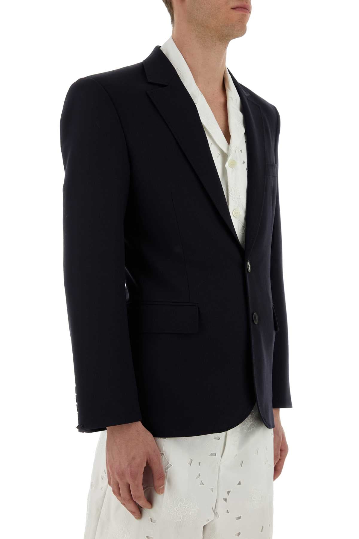 Valentino Garavani Men Midnight Blue Wool Blazer