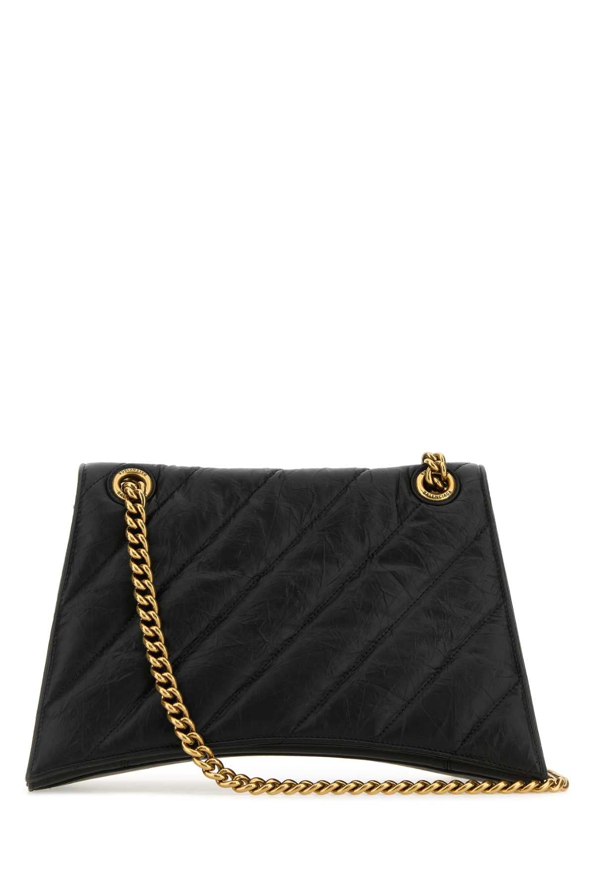 Balenciaga Women Black Leather Crush M Shoulder Bag