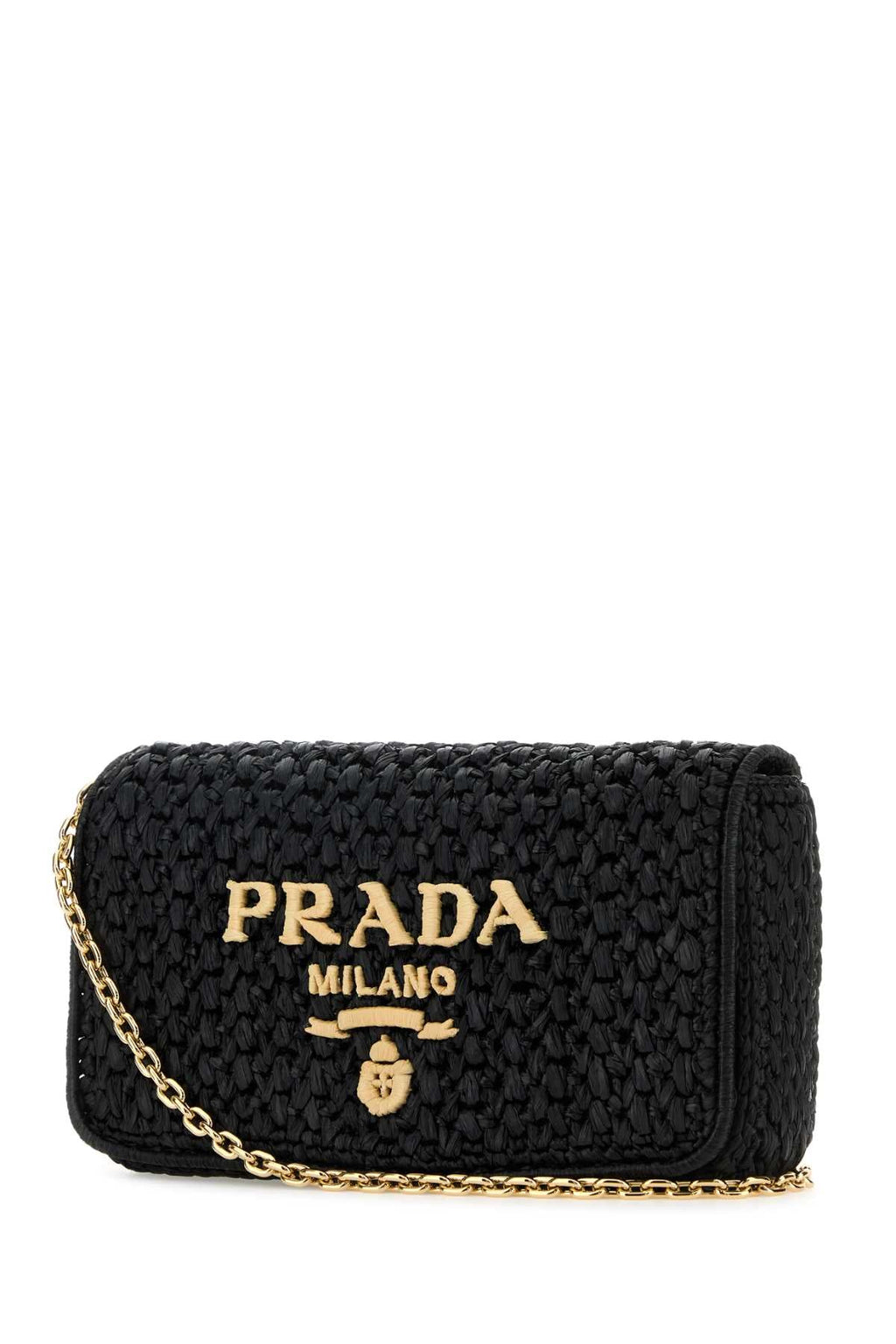 Prada Women Black Raffia Crossbody Bag