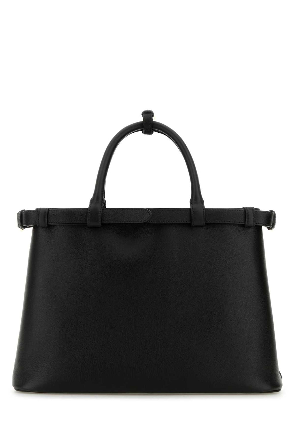 Prada Women Black Leather Medium Prada Buckle Handbag